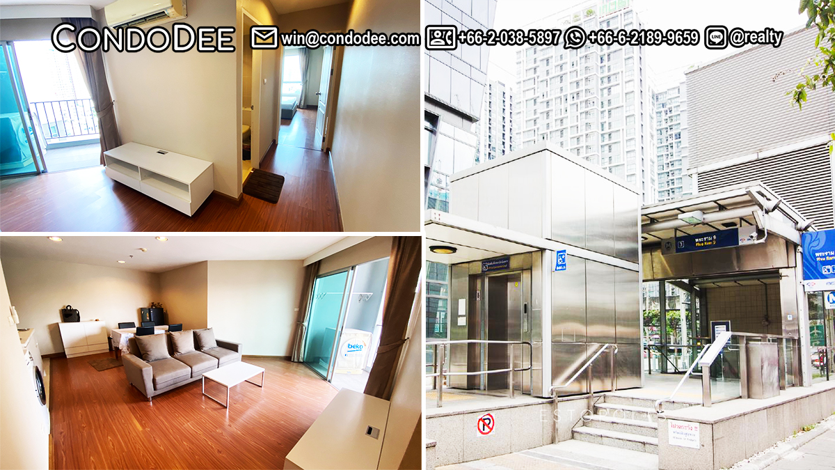 This 1-bedroom condo in Rama 9 is available in Belle Grand condo in Bangkok near MRT and Central Plaza shopping center
