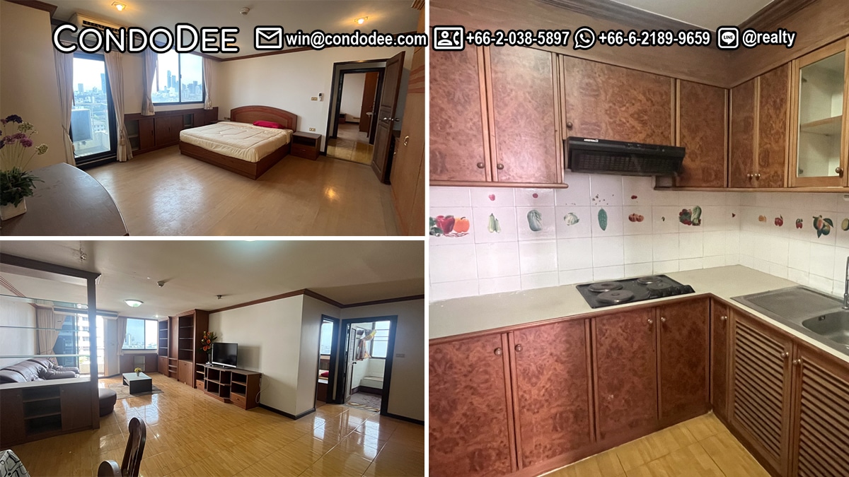 This 2-bedroom condo requires a renovation and it's available now for sale in a popular Supalai Place Sukhumvit 39 condominium in Phrom Phong in Bangkok CBD