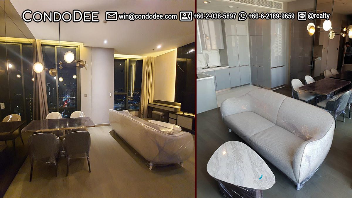 This 2-bedroom condo in Singha Complex is available now in the luxury condominium The Esse at Singha Complex