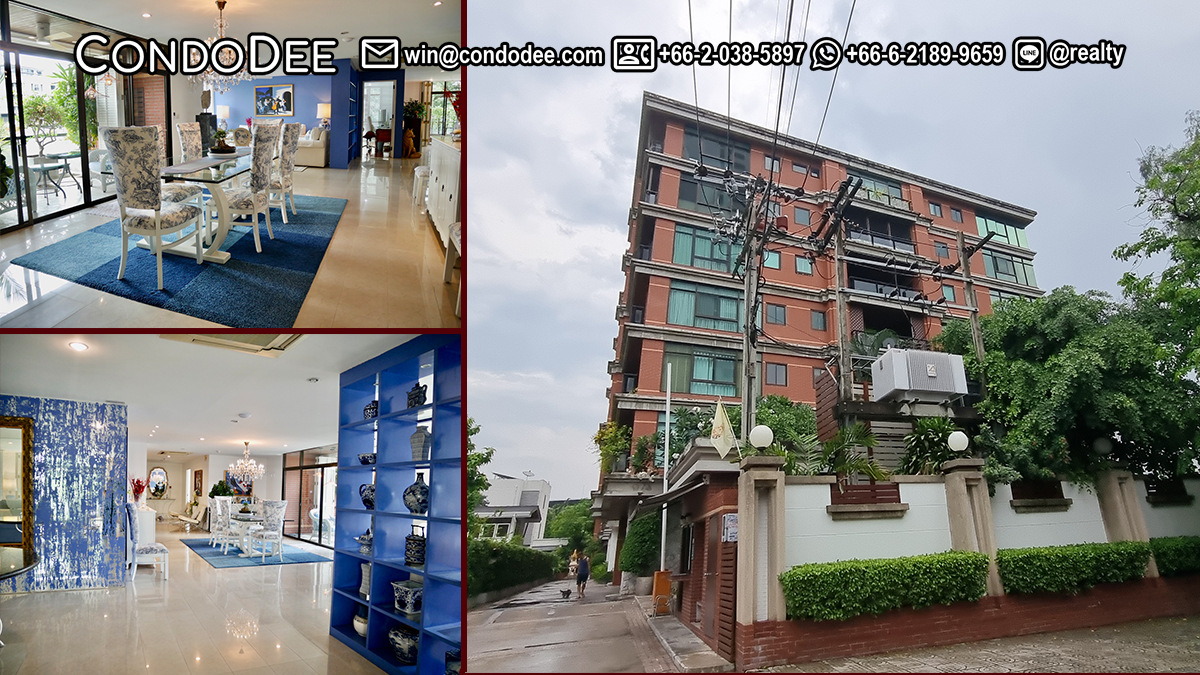 This 3-bedroom 3-balcony condo is available now in Baan Ananda luxury low-rise condominium on Sukhumvit 61 in Ekkamai