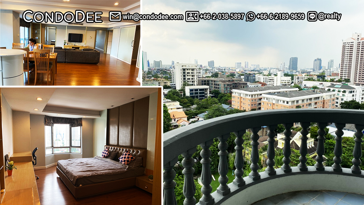This 3-bedroom condo for sale in Prompong with 2 balconies is available for sale on a mid-floor at Royal Castle Sukhumvit 39 condominium in Bangkok CBD