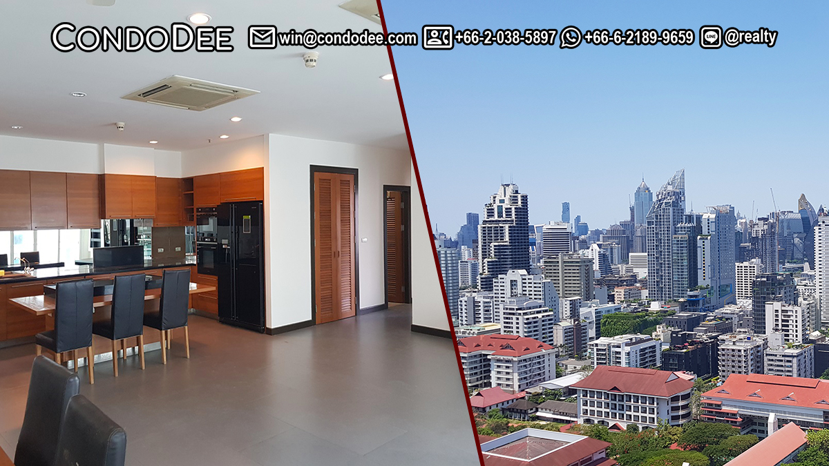 This 4-bedroom Bangkok condo in Nana is available on a high floor in The Prime 11 condominium on Sukhumvit 11