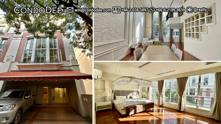 This 5-story townhouse in Thonglor is available now in a luxury Baan Klang Krung British Town secured compaung located on Sukhumvit 55 in Bangkok CBD