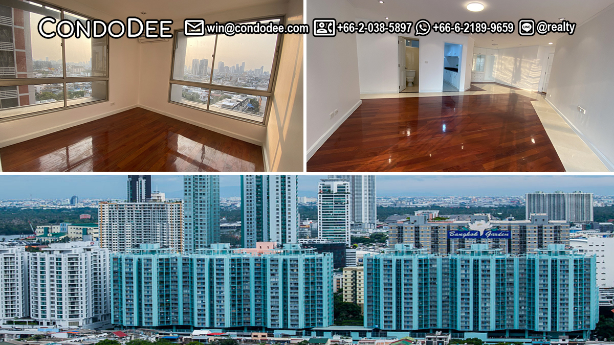 This affordable 3-bedroom condo is available now for sale at a good price in Bangkok Garden condominium in Chong Nonsi in Bangkok CBD