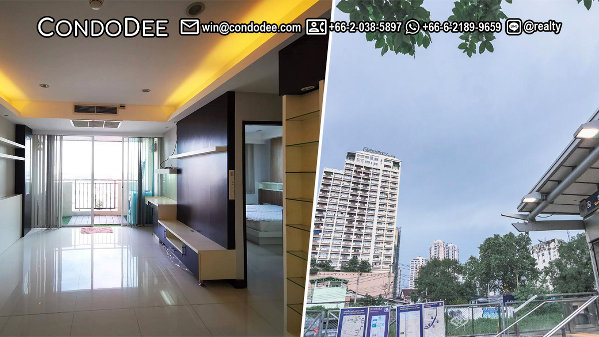 This affordable condo near the park with 1 bedroom is available now on a low floor in Monterey Place condominium on Sukhumvit 16 near MRT Queen Sirikit