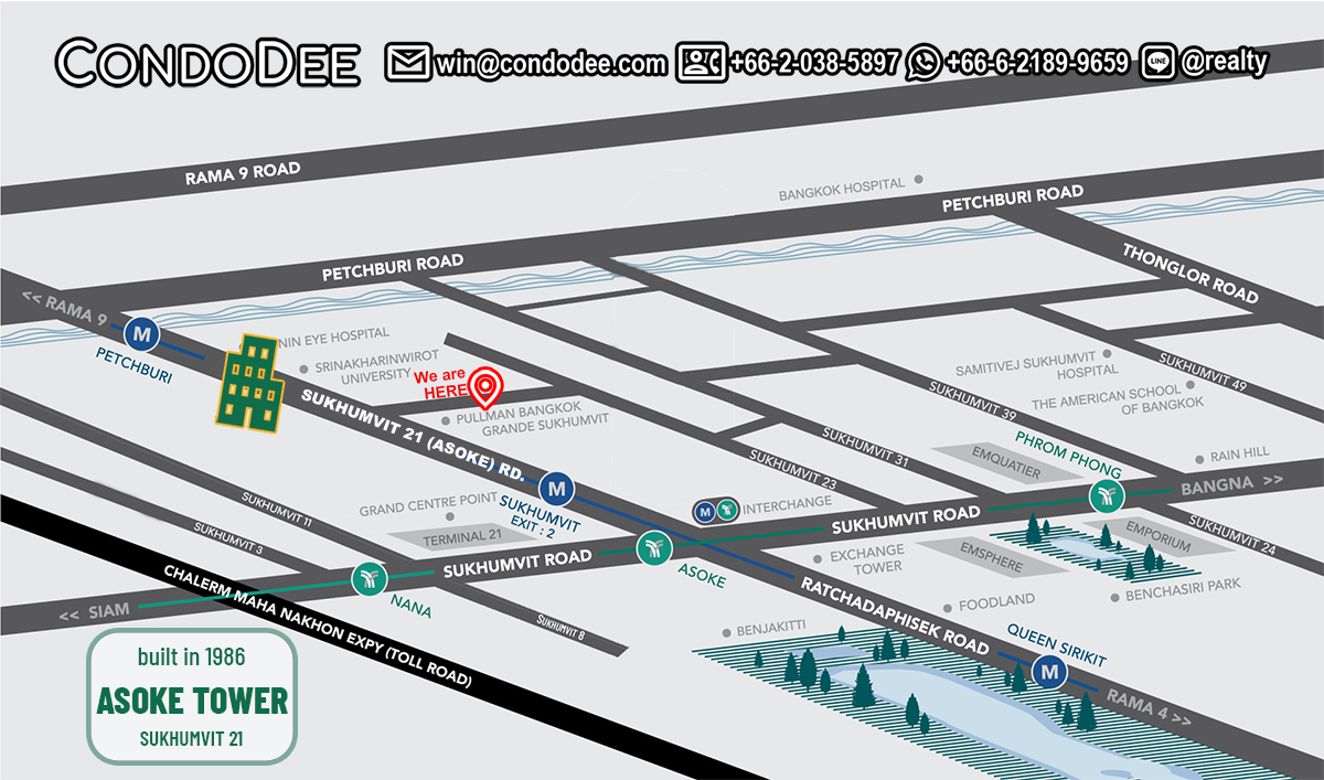 แผนที่ อโศก ทาวเวอร์ สุขุมวิท 21 | Asoke Tower Sukhumvit 21 condo location map