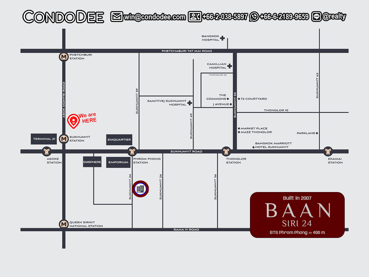 Baan Siri 24 condominium building exterior in Phrom Phong, Bangkok | อาคารคอนโดมิเนียม บ้าน สิริ 24 พร้อมพงษ์ กรุงเทพฯ