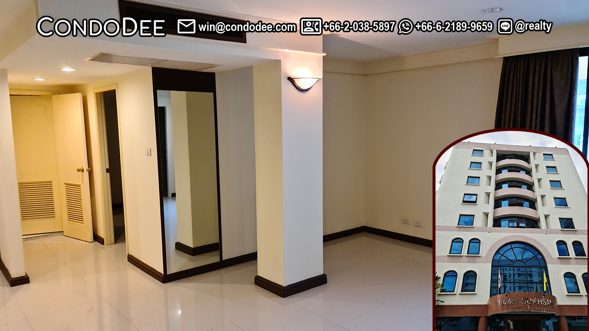 This Bangkok apartment near University  with 2 bedrooms is available now in Baan Suksan Sukhumvit 23