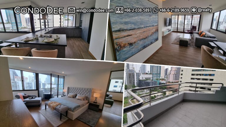 This beautiful large condo near BTS Asoke is available now in a popular Lake Avenue Sukhumvit 16 condominium that was recently fully renovated
