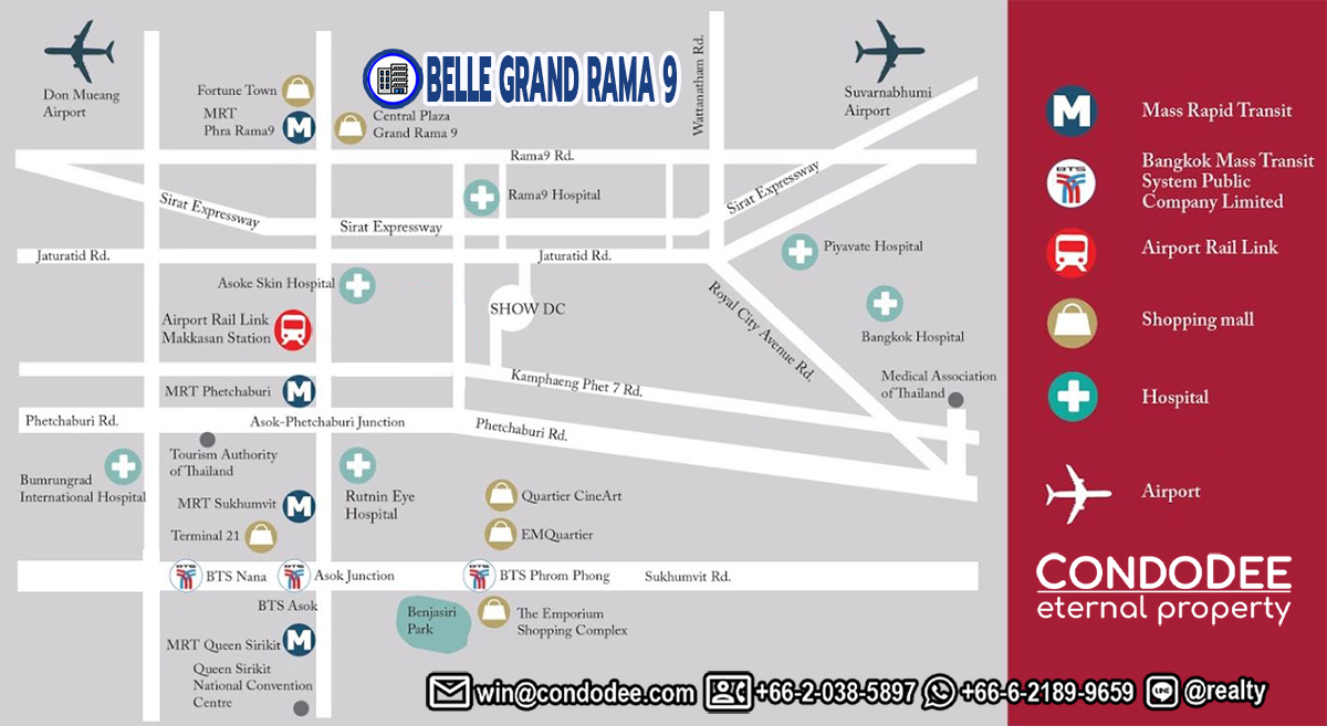 Belle Grand Rama 9 condo for sale in new Bangkok CBD was built in 2015.