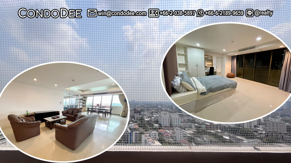 This bright large condo in Ekkamai is available now in a popular pet-friendly Empire House condominium in Bangkok CBD
