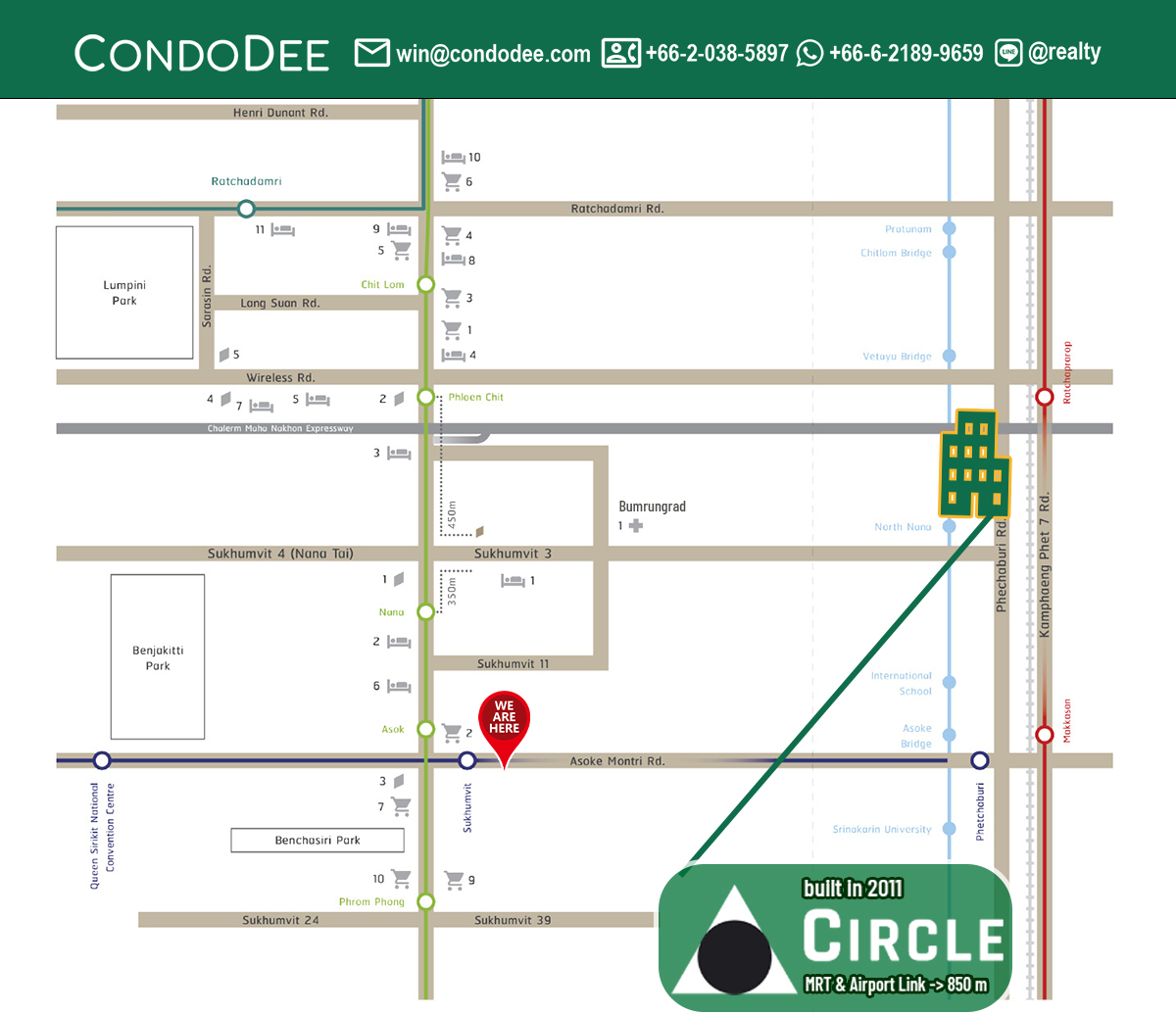 Circle Condominium Phetchaburi in Bangkok near Bumrungrad Hospital was developed in 2011 by Fragrant Property PCL