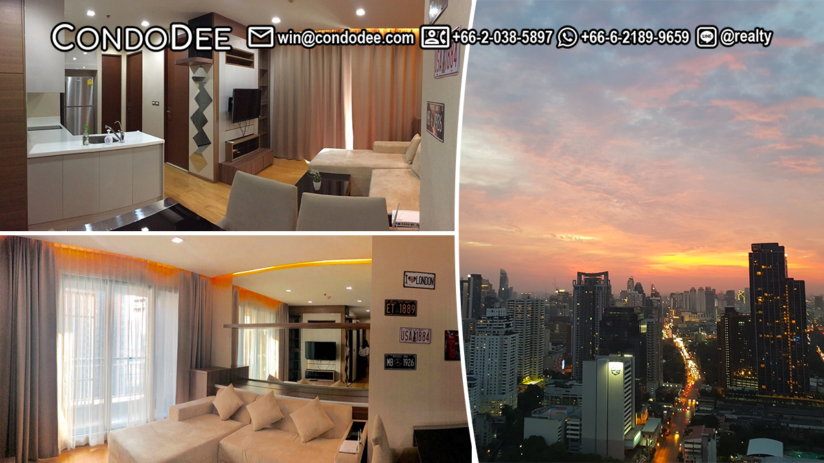 This condo with 2 bedrooms in Asoke is available in a popular luxury The Address Asoke condominium near MRT Phetchaburi in Bangkok CBD