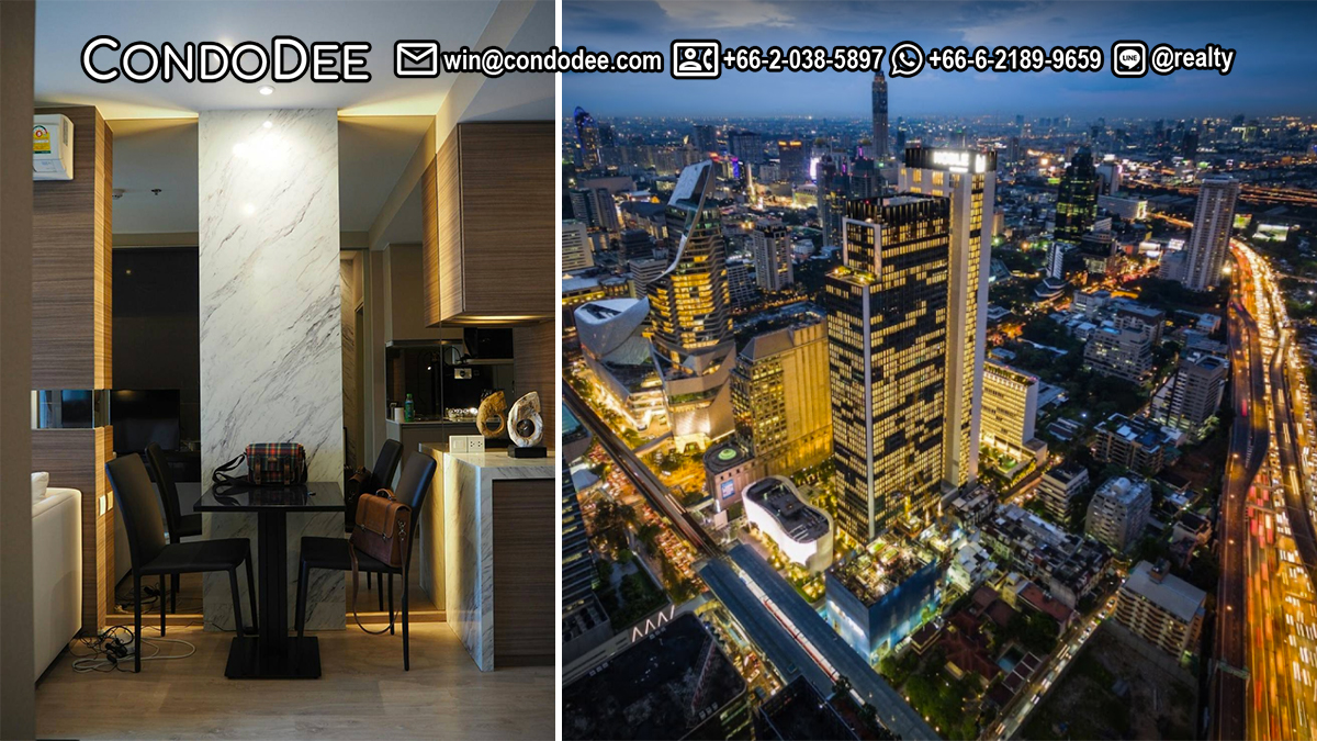 This condo in Noble Ploenchit features a nice pool view from a balcony and is available now for sale with the tenant