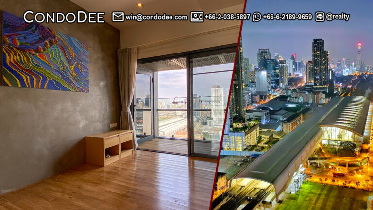 This condo on Phetchaburi Road is like new and is available now at a good price at a high floor at Circle Living Prototype luxury condominium near Makkasan Airport Rail Link station and MRT Phetchaburi