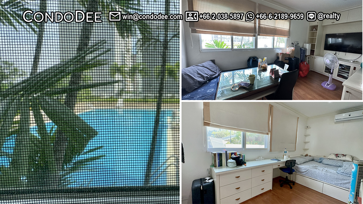 This condo on Sukhumvit 21 features a pool view and it's available now for sale in the Grand Park View Asoke condominium near Srinakharinwirot University in Bangkok CBD