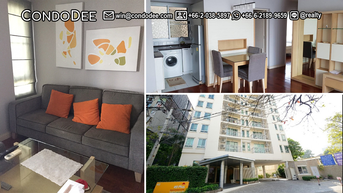 This condo on Sukhumvit 49 near BTS Phrom Phong is available now in 49 Plus condominium in Bangkok CBD