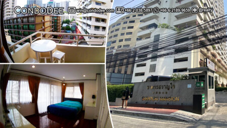 This condo on Sukhumvit 6 with 1 bedroom is available on a low floor at Saranjai Mansion condominium near BTS Nana in Bangkok CBD