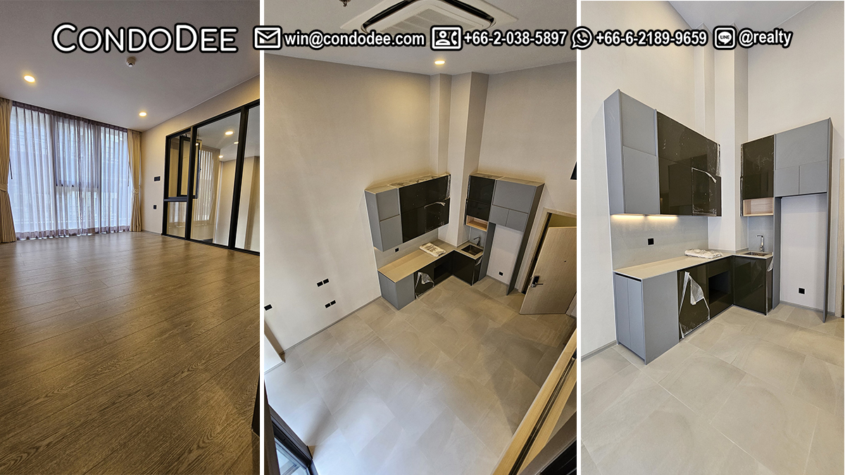 This duplex condo near BTS National Stadium is available now for sale at a promotional price.