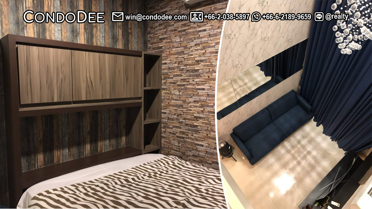 A duplex condo on a high floor is available in the popular Villa Asoke condominium near MRT Phetchaburi in Bangkok CBD