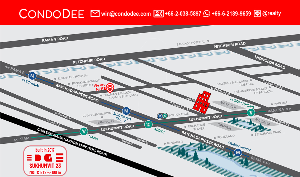 Edge Sukhumvit 23 luxury condo for sale in Bangkok near BTS Asoke and MRT Sukhumvit is a new apartment building located in the heart of Bangkok’s happening quarter