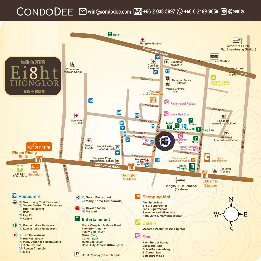 Eight Thonglor Residence Sukhumvit 55 luxury condo for sale in Bangkok was built in 2009