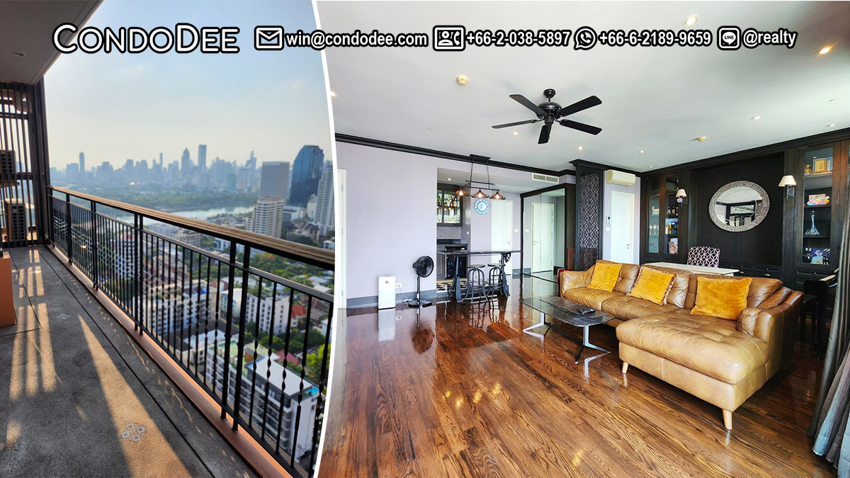 This European-styled condo features an amazing lake view and is available now for sale at a popular Aguston Sukhumvit 22 pet-friendly condominium in Bangkok CBD
