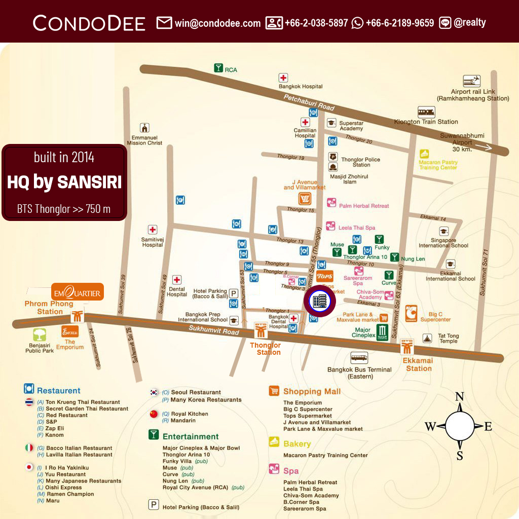 HQ by Sansiri Thonglor luxury condo for sale in Bangkok on Sukhumvit 55 was built by Sansiri PCL in 2014