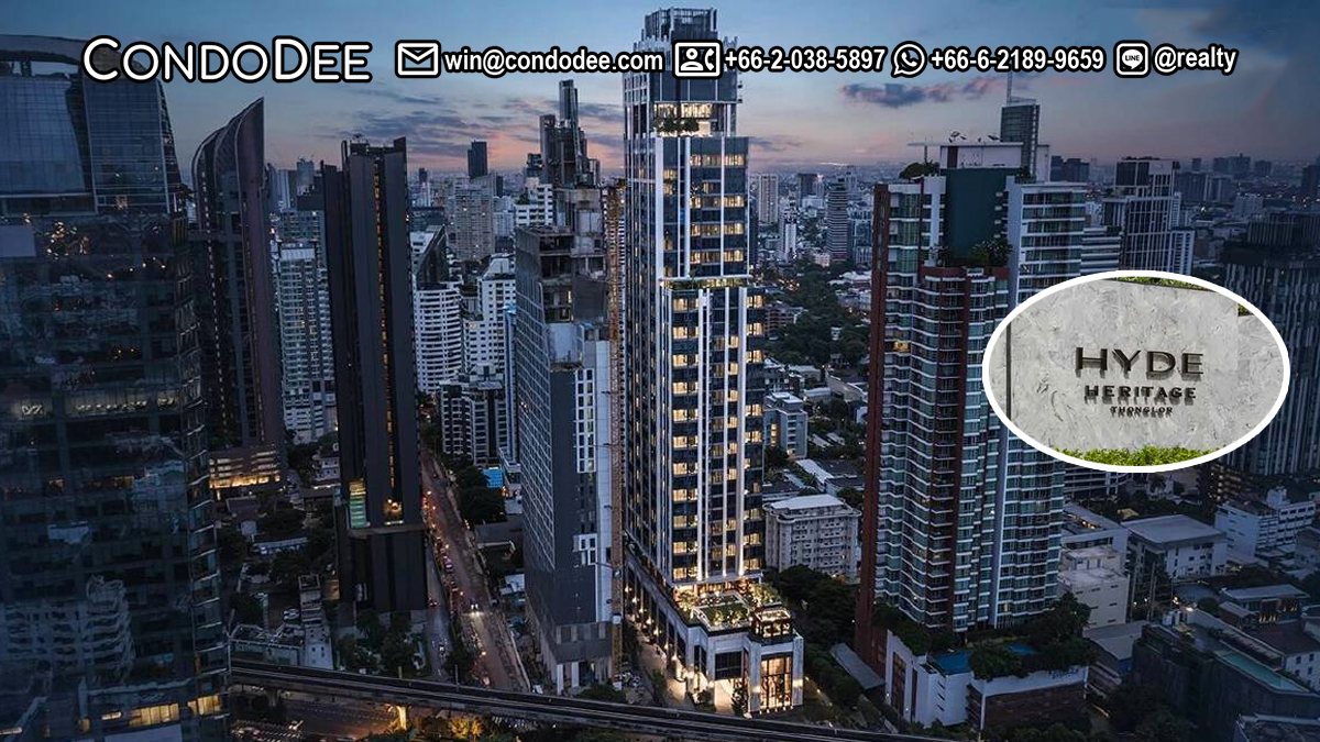 Hyde Heritage Thonglor Sukhumvit luxury condo for sale in Bangkok CBD was built in 2022 by Grande Asset and comprises a single building having 311 luxurious apartments on 45 floors