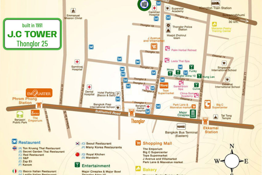 JC Tower Thonglor 25 condo sale Bangkok map