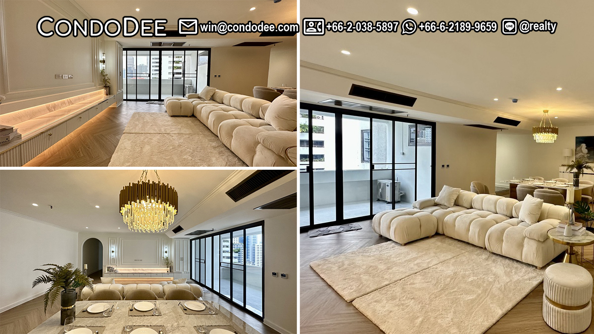This just-renovated large condo in Asoke is available now in Prestige Towers Sukhumvit 23 condominium near Srinakharinwirot University in Bangkok CBD