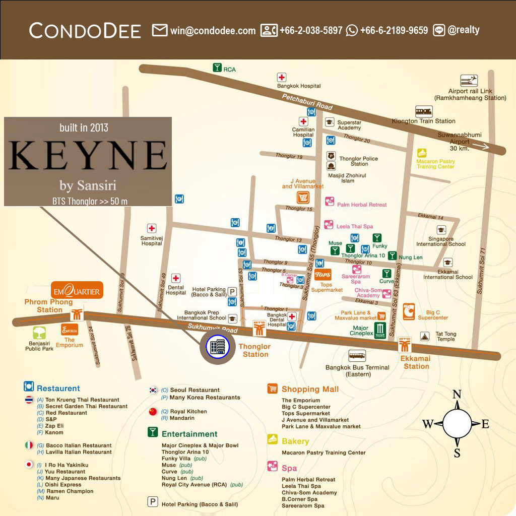 Keyne by Sansiri Thonglor luxury condo for sale on Sukhumvit Road with direct access to BTS Thonglor was developed by Sansiri Public Company in 2013