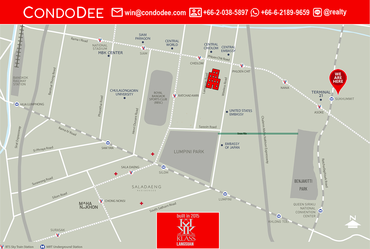 Klass Condo Langsuan map location – luxury condo near BTS Chit Lom | แผนที่ คอนโดหรู ใกล้ BTS ชิดลม