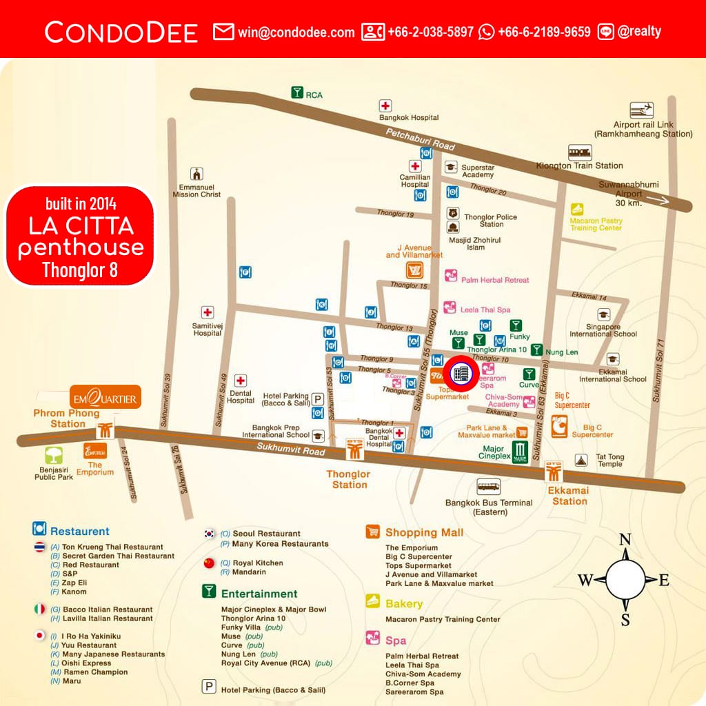 La Citta Penthouse Thonglor 8 condo for sale in Bangkok CBD was built in 2014