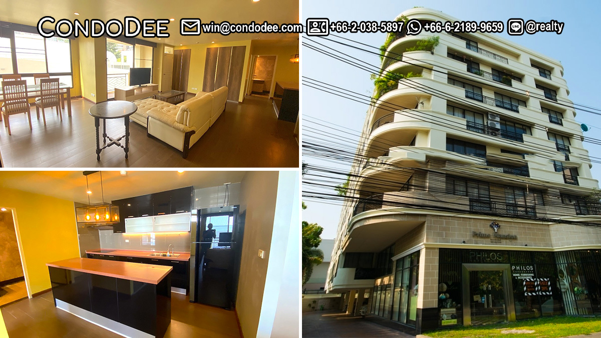 This large 1-bedroom condo is available in the low-rise Prime Mansion Promsri condominium on Sukhumvit 39 in Phrom Phong