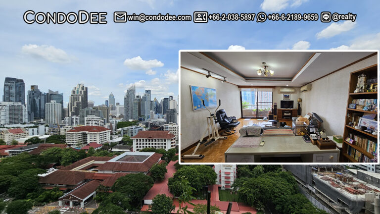 This large 3-bedroom in Asoke features a nice view from a high floor of the Asoke Tower condominium on Sukhumvit 21 in Bangkok CBD