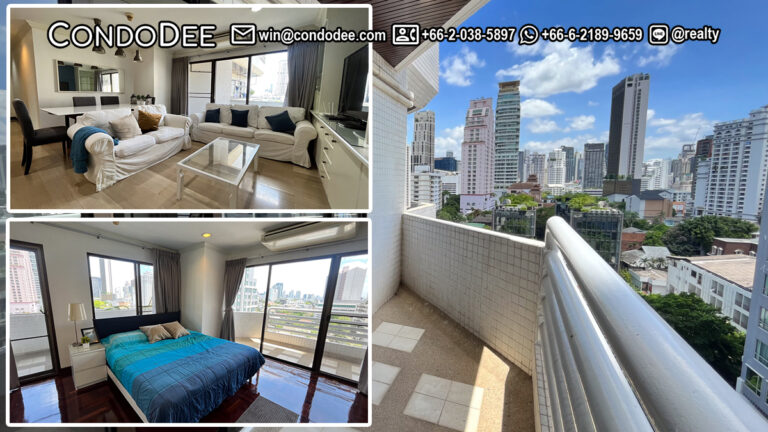This large apartment features 5 balconies and it's available now in a popular Richmon Palaca Sukhumvit 43 condominium near BTS Phrom Phong in Bangkok CBD