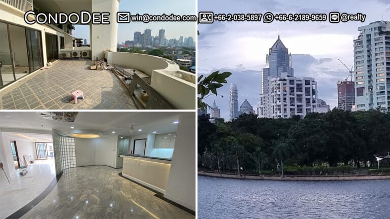 This large condo with a large balcony in Soi Nana (Sukhumvit 4) is available now in the Crystal Garden condominium near Benjakitti Park