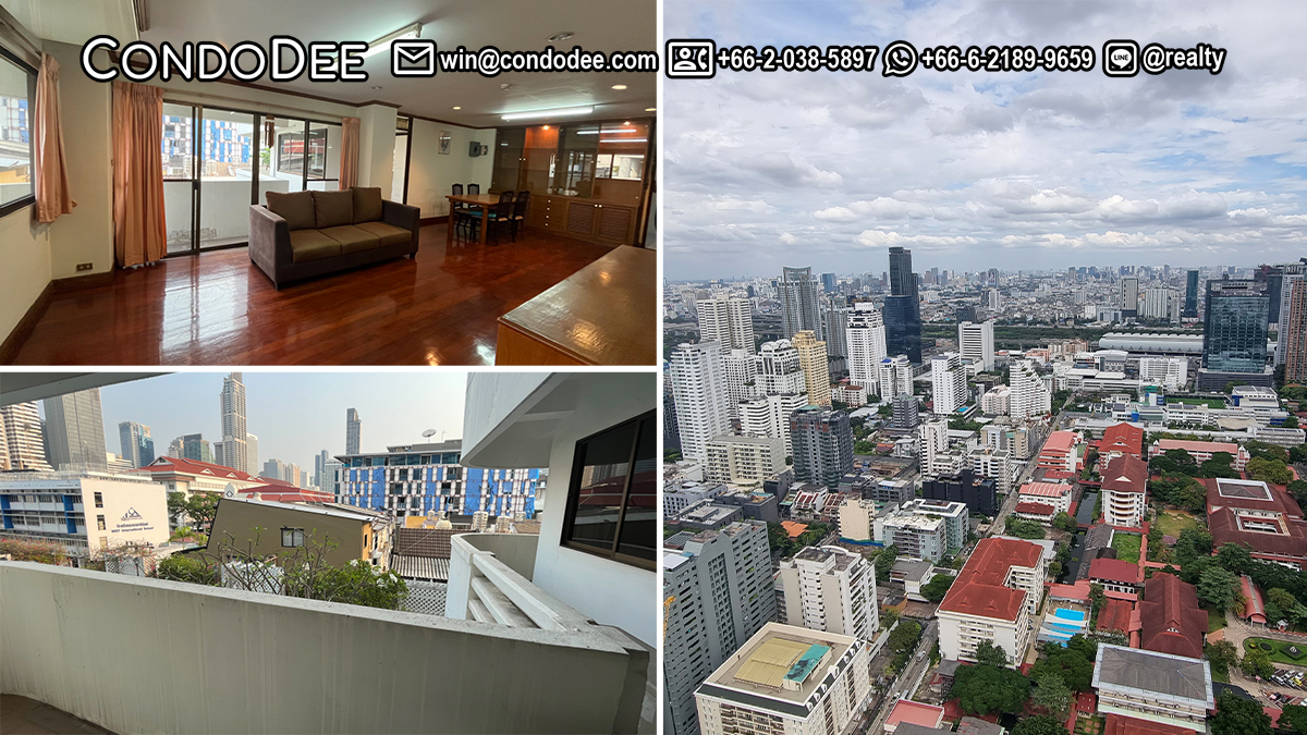 This large condo near NIST International school is available now in the Ruamjai Heights condominium on Sukhumvit 15 in Bangkok CBD