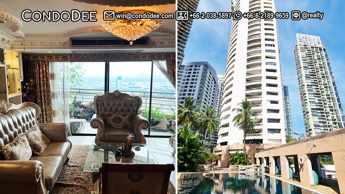 This large condo on Sukhumvit 24 on a high floor is available now for a confidential sale in the Mahogany Tower condominium in Phrom Phong in Bangkok CBD