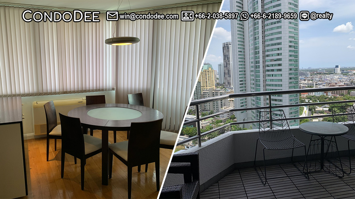A large flat for rent at Sukhumvit 16 is available now in a popular Lake Avenue condominium near BTS Asoke in Bangkok CBD