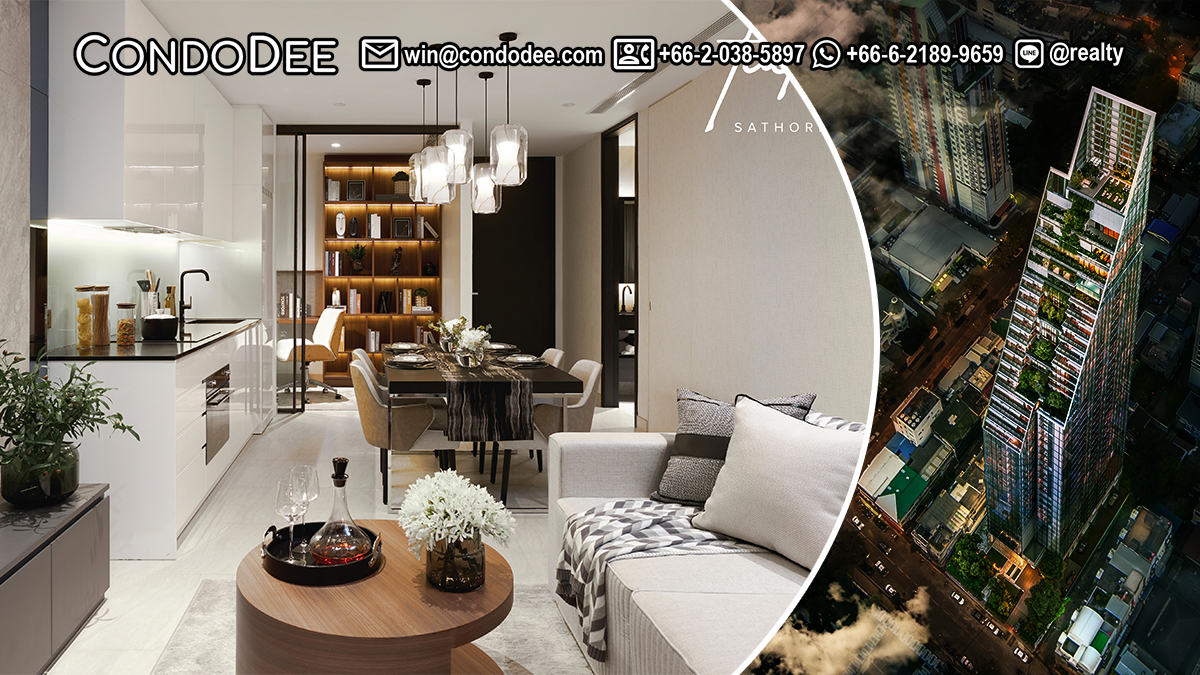 This large luxury condo in Sathorn is a new property available now at a promotional price in Tait Sathorn 12 condominium that is almost completed and will be launched in Q3 2023