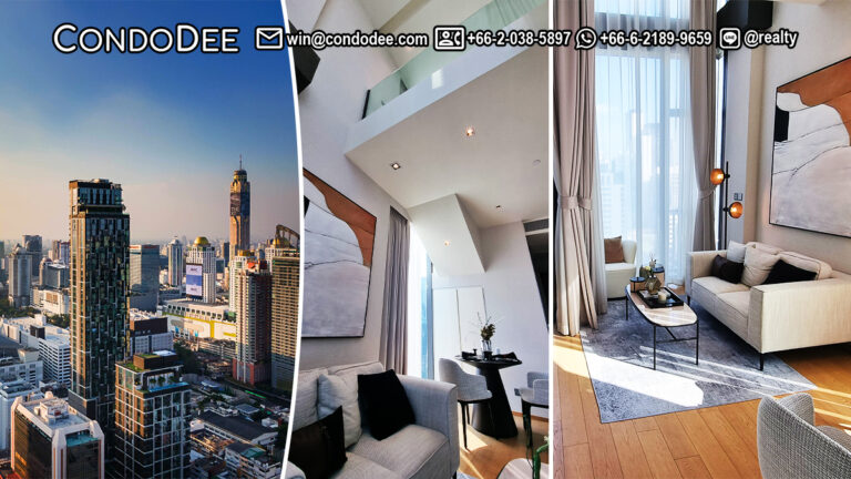 This luxury 1-bedroom duplex near BTS Chidlom is available now in a new 28 Chidlom condominium in Bangkok CBD