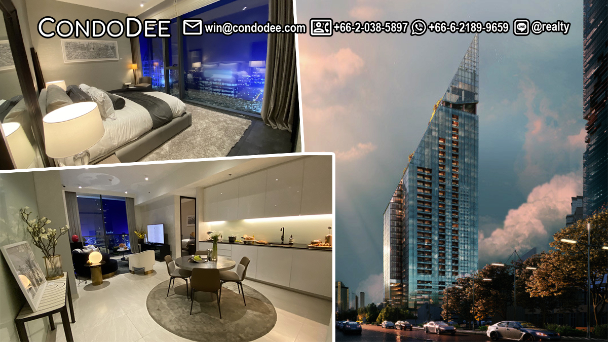 This luxury 2-bedroom condo in Sathorn is a new property available now at a promotional price in Tait Sathorn 12 condominium that is almost completed and will be launched in Q3 2023