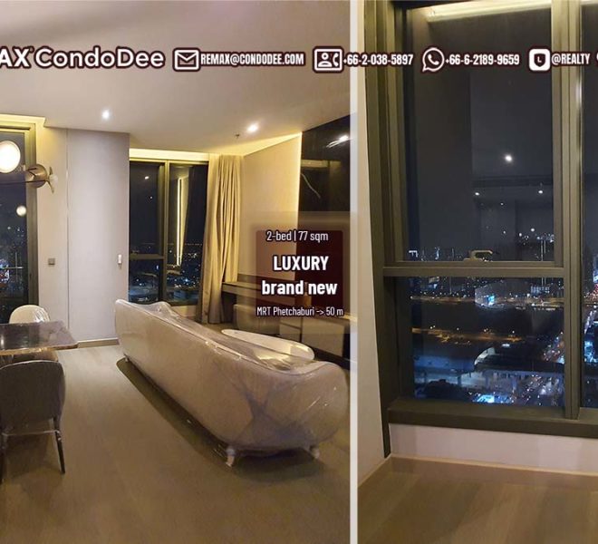 2-bedroom condo for rent in Singha Complex - high floor - new apartment - The Esse at Singha Complex