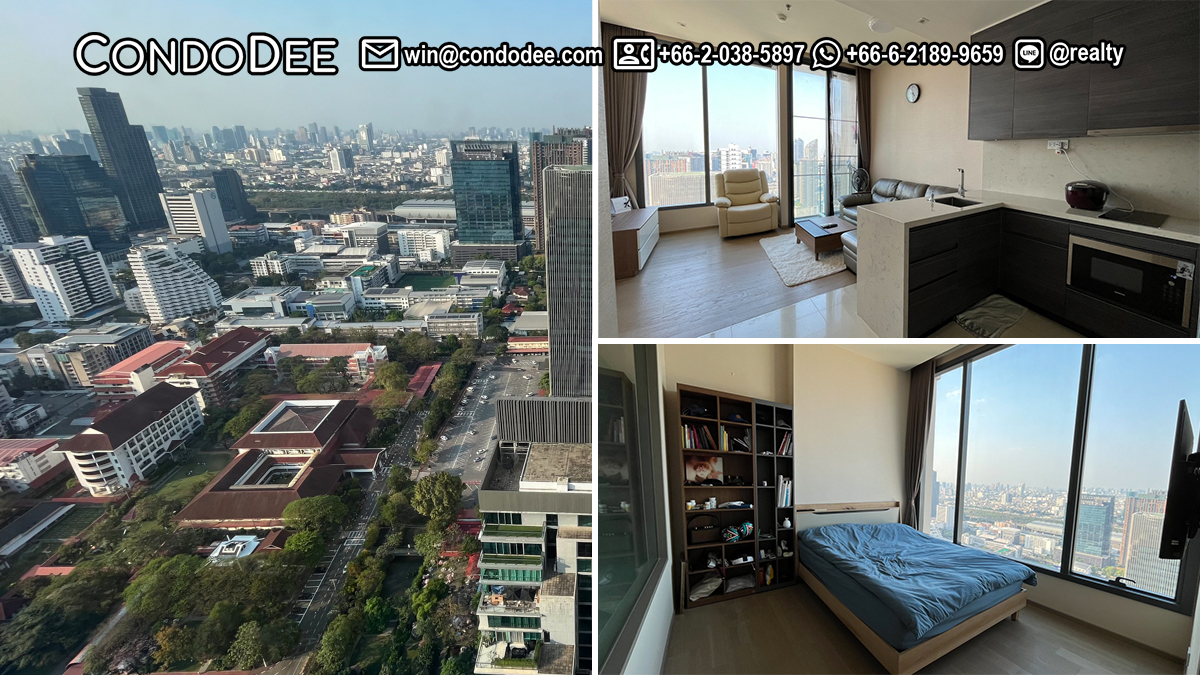 This luxury condo on a very high floor is available now in a popular The Esse Asoke condominium on Sukhumvit 21 in Bangkok CBD