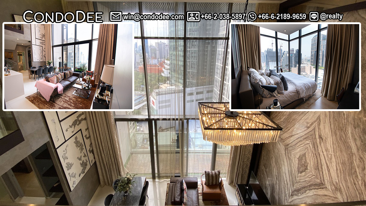 This luxury duplex in Prompong in Bangkok CBD with 2 bedrooms and a study room on the high floor is available now in a popular Vittorio 39 condominium on Sukhumvit 39 near trendy Emquartier shopping mall