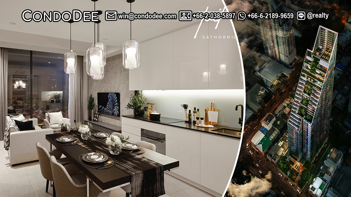 This luxury large condo in Sathorn is a new property available now at a promotional price in Tait Sathorn 12 condominium that is almost completed and will be launched in Q3 2023.