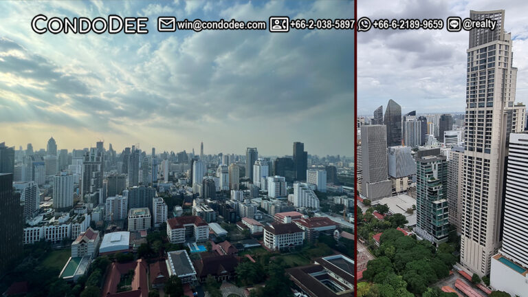 This luxury Sukhumvit apartment with 2 bedrooms is available now on a high floor in The Esse Asoke condominium in Bangkok.