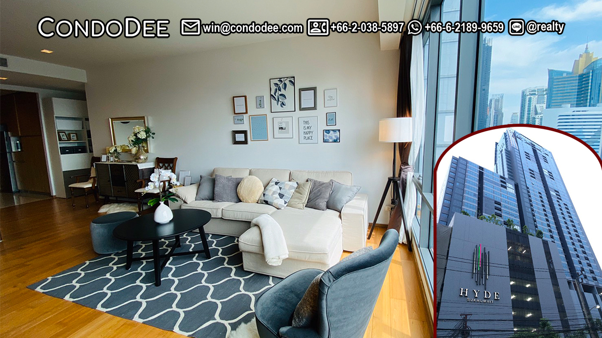 This luxury Sukhumvit property with 2 bedrooms is available on a mid-floor at Hyde Sukhumvit 13 Bangkok luxury condominium near BTS Nana